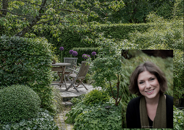 Trädgårdsbild med personfoto. Trädgårdsbild med personfoto.